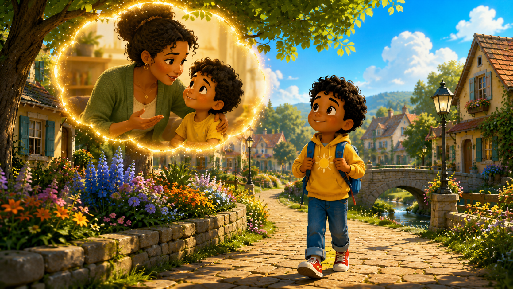 Illustrated story scene